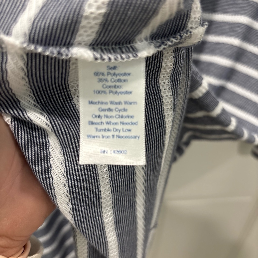 Sail To Sable Long Sleeve Striped Knee Length Dress Navy/White Size Large - Picture 4 of 6